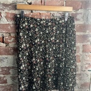 Vintage Express Black‎ Floral Knee Length Skirt Size Medium Y2k 90s